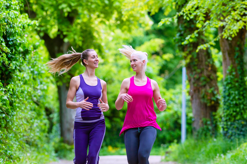 two women running diet plan for women over 40